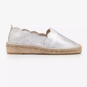 New Boden Theresa Silver Leather Espadrilles Size 41